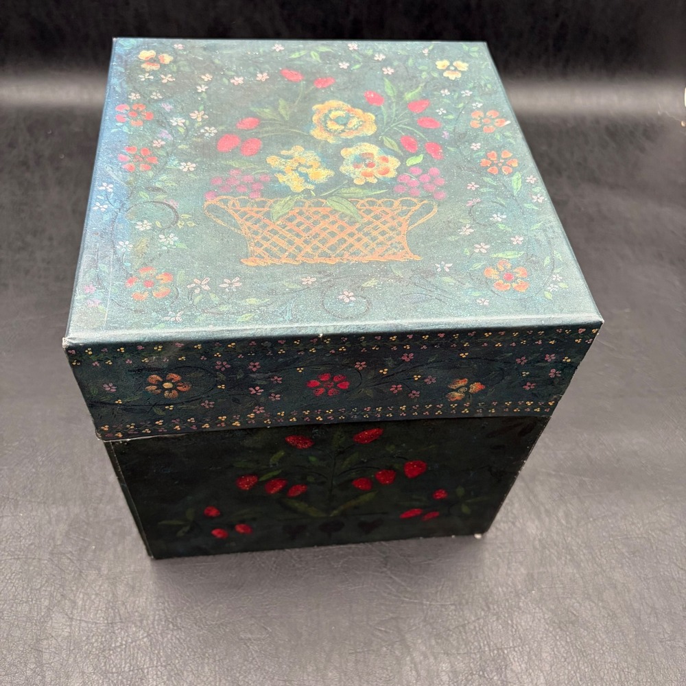 Bobs Boxes Primitive Organic Colors Nesting Storage Box Set 3 Floral Folk Art - Picture 6 of 6